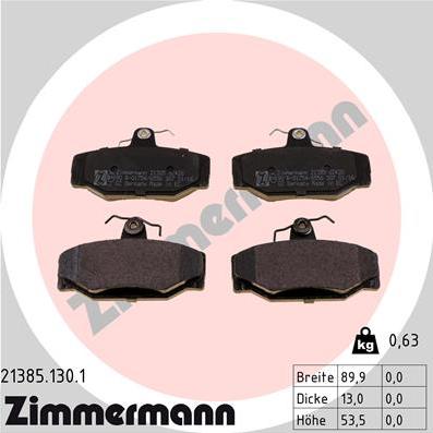 Zimmermann 21385.130.1 - Комплект спирачно феродо, дискови спирачки vvparts.bg