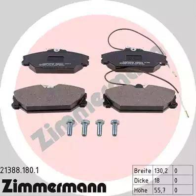 Zimmermann 21388.180.1 - Комплект спирачно феродо, дискови спирачки vvparts.bg
