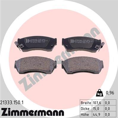 Zimmermann 21333.150.1 - Комплект спирачно феродо, дискови спирачки vvparts.bg