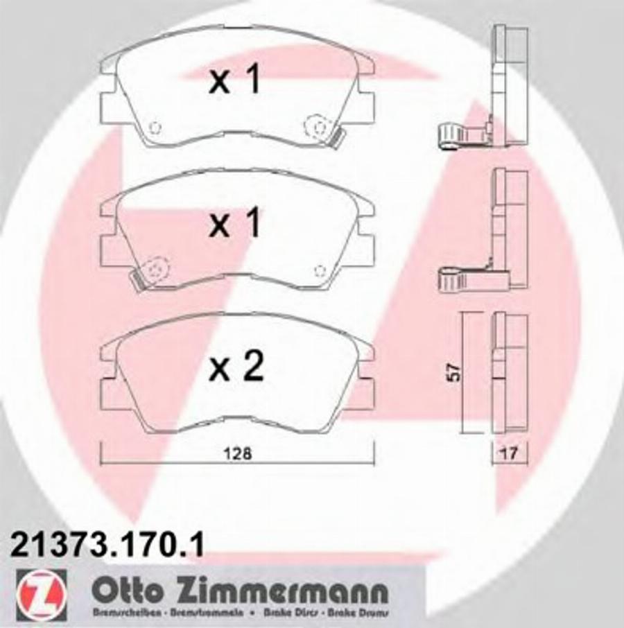 Zimmermann 21373.170.1 - Комплект спирачно феродо, дискови спирачки vvparts.bg