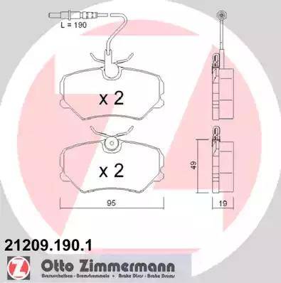 Zimmermann 21209.190.1 - Комплект спирачно феродо, дискови спирачки vvparts.bg