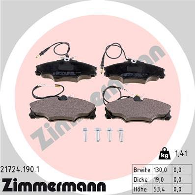 Zimmermann 21724.190.1 - Комплект спирачно феродо, дискови спирачки vvparts.bg