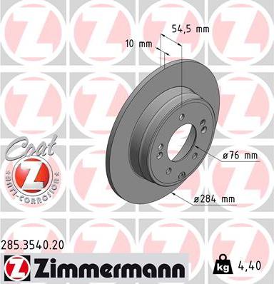 Zimmermann 285.3540.20 - Спирачен диск vvparts.bg