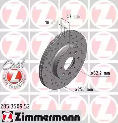 Zimmermann 285.3509.52 - Спирачен диск vvparts.bg