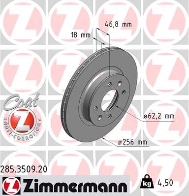 Zimmermann 285.3509.20 - Спирачен диск vvparts.bg