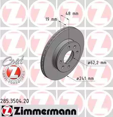 Zimmermann 285.3504.20 - Спирачен диск vvparts.bg