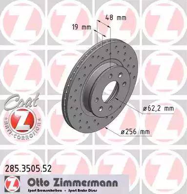 Zimmermann 285.3505.52 - Спирачен диск vvparts.bg