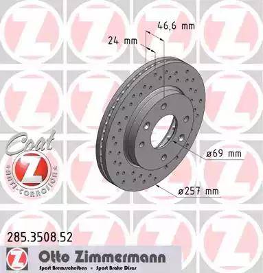 Zimmermann 285.3508.52 - Спирачен диск vvparts.bg