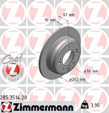 Zimmermann 285.3514.20 - Спирачен диск vvparts.bg