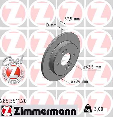 Zimmermann 285.3511.20 - Спирачен диск vvparts.bg