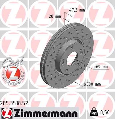 Zimmermann 285.3518.52 - Спирачен диск vvparts.bg