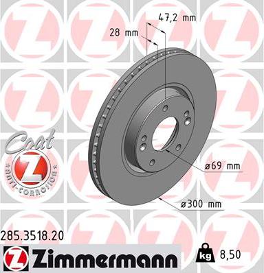 Zimmermann 285.3518.20 - Спирачен диск vvparts.bg