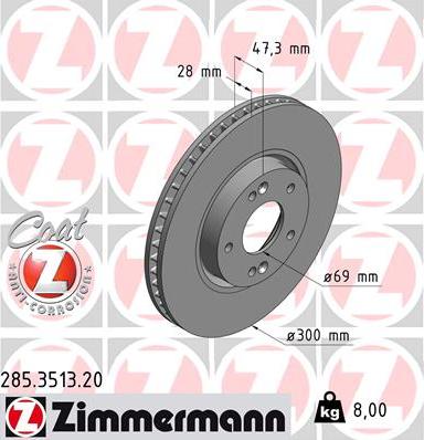 Zimmermann 285.3513.20 - Спирачен диск vvparts.bg