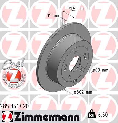 Zimmermann 285.3517.20 - Спирачен диск vvparts.bg