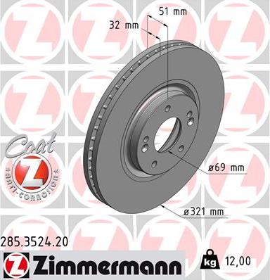 Zimmermann 285.3524.20 - Спирачен диск vvparts.bg