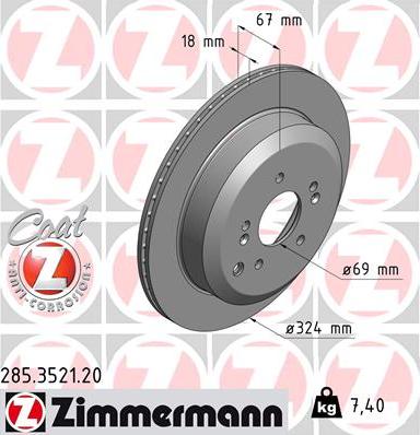 Zimmermann 285.3521.20 - Спирачен диск vvparts.bg