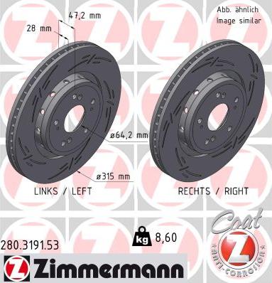 Zimmermann 280.3191.53 - Спирачен диск vvparts.bg