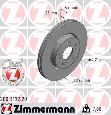 Zimmermann 280.3192.20 - Спирачен диск vvparts.bg