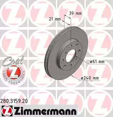 Zimmermann 280.3159.20 - Спирачен диск vvparts.bg