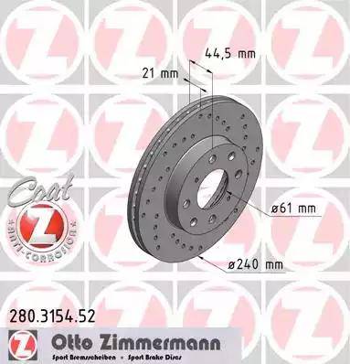 Zimmermann 280.3154.52 - Спирачен диск vvparts.bg