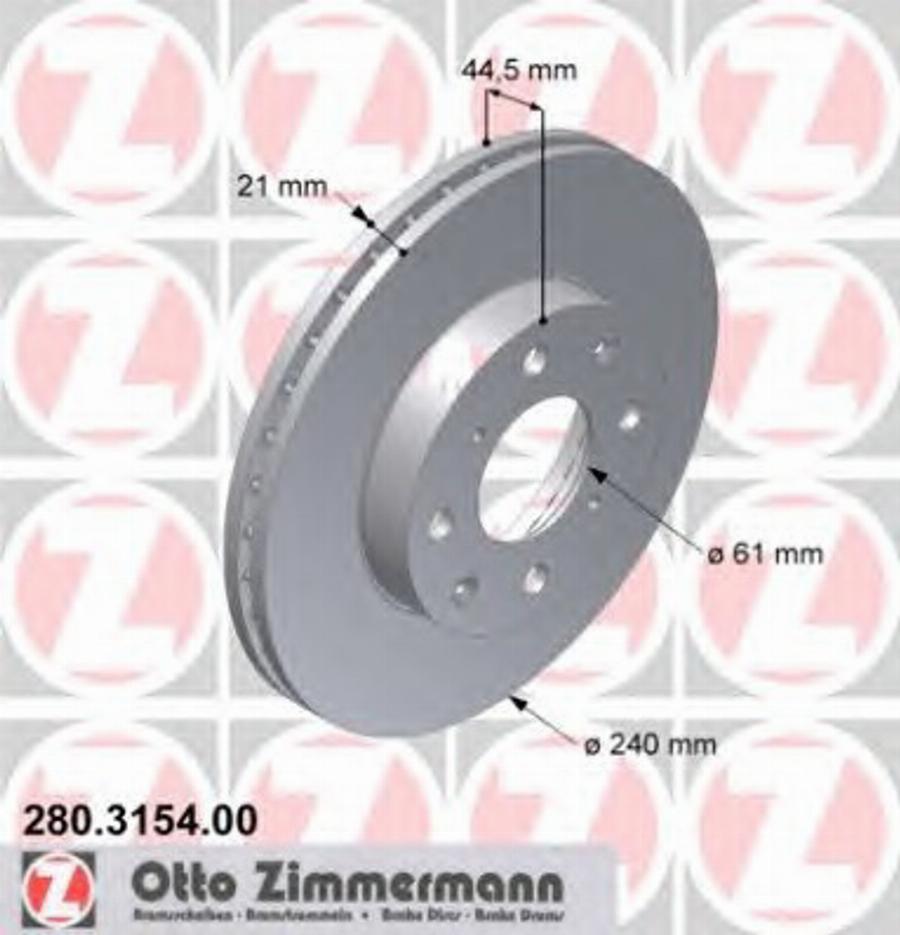 Zimmermann 280 3154 00 - Спирачен диск vvparts.bg