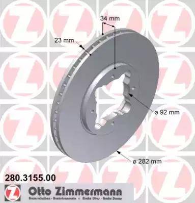 Zimmermann 280.3155.00 - Спирачен диск vvparts.bg