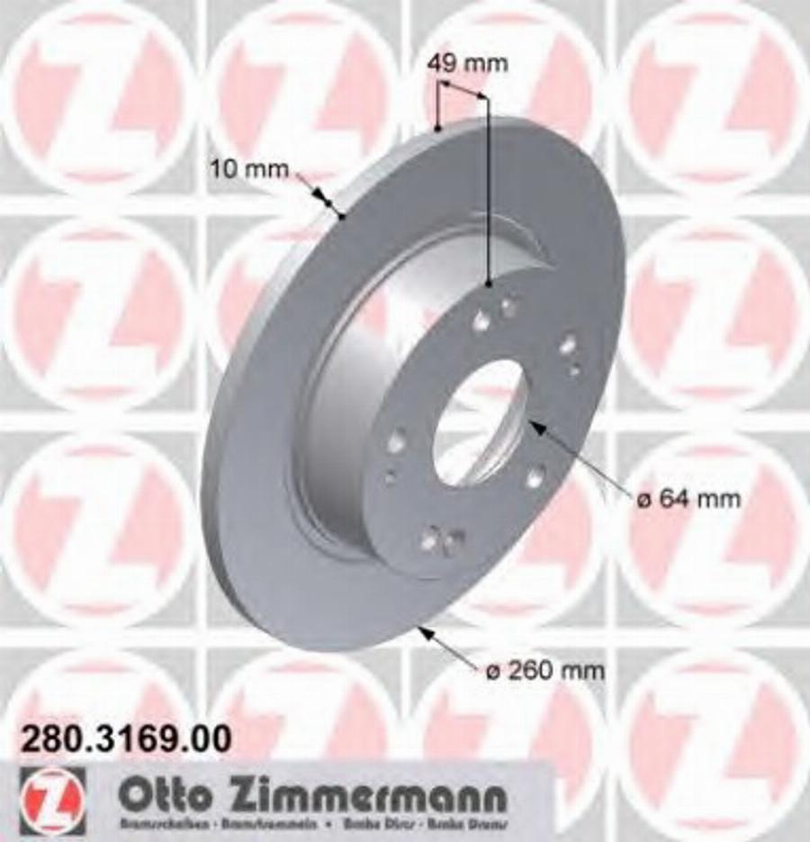 Zimmermann 280.3169.00 - Спирачен диск vvparts.bg