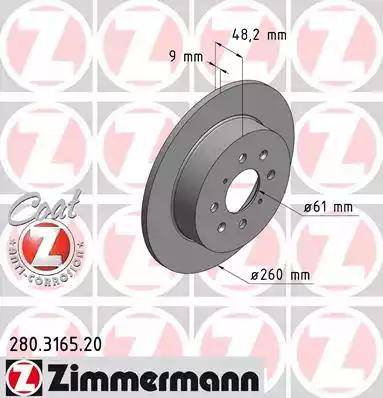 Zimmermann 280.3165.20 - Спирачен диск vvparts.bg