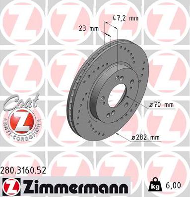 Zimmermann 280.3160.52 - Спирачен диск vvparts.bg