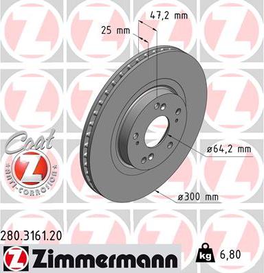 Zimmermann 280.3161.20 - Спирачен диск vvparts.bg