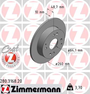 Zimmermann 280.3168.20 - Спирачен диск vvparts.bg