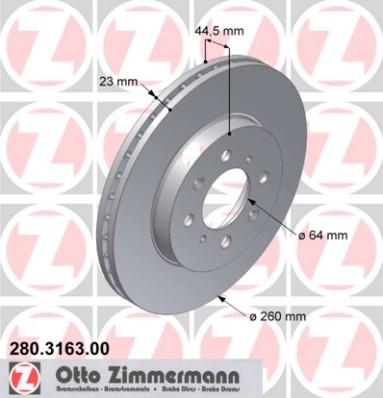 Zimmermann 280.3163.00 - Спирачен диск vvparts.bg