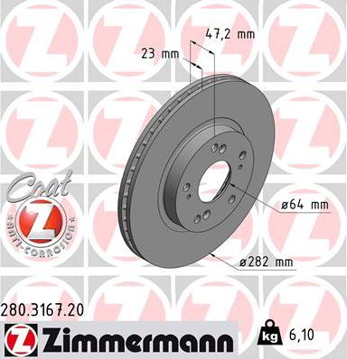 Zimmermann 280.3167.20 - Спирачен диск vvparts.bg