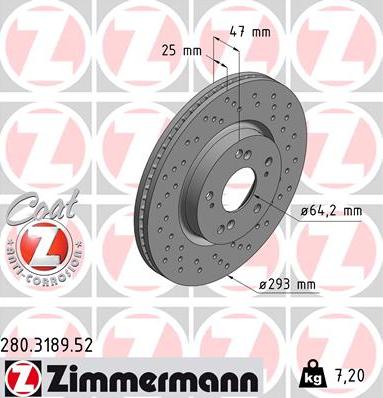 Zimmermann 280.3189.52 - Спирачен диск vvparts.bg