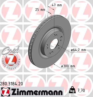 Zimmermann 280.3184.20 - Спирачен диск vvparts.bg