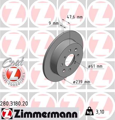 Zimmermann 280.3180.20 - Спирачен диск vvparts.bg