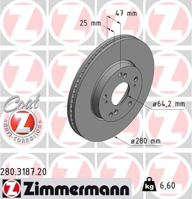 Zimmermann 280.3187.20 - Спирачен диск vvparts.bg