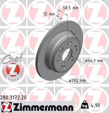 Zimmermann 280.3172.20 - Спирачен диск vvparts.bg