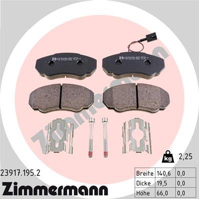 Zimmermann 23917.195.2 - Комплект спирачно феродо, дискови спирачки vvparts.bg
