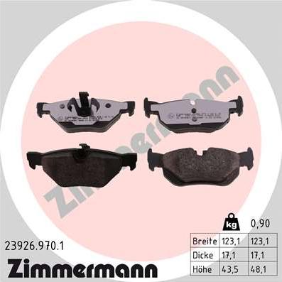 Zimmermann 23926.970.1 - Комплект спирачно феродо, дискови спирачки vvparts.bg