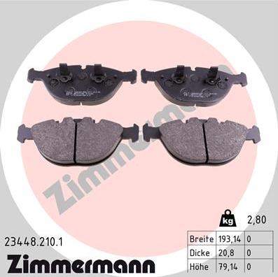 Zimmermann 23448.210.1 - Комплект спирачно феродо, дискови спирачки vvparts.bg