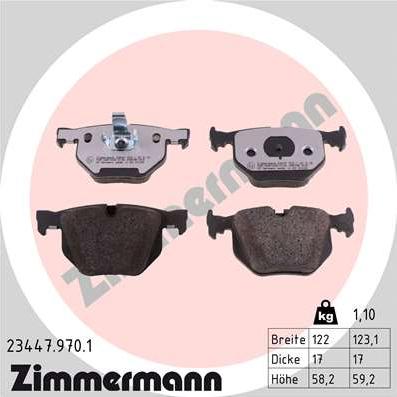 Zimmermann 23447.970.1 - Комплект спирачно феродо, дискови спирачки vvparts.bg