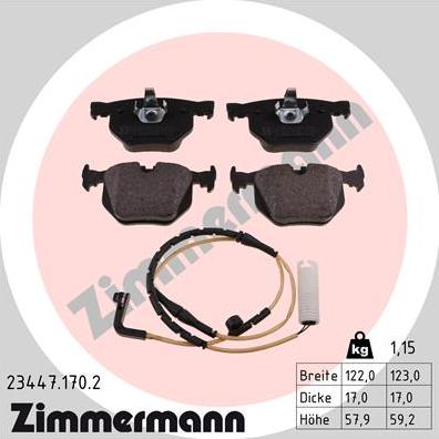 Zimmermann 23447.170.2 - Комплект спирачно феродо, дискови спирачки vvparts.bg