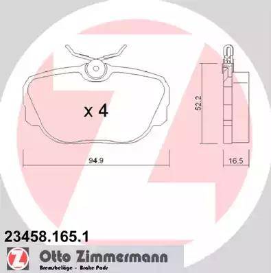 Zimmermann 23458.165.1 - Комплект спирачно феродо, дискови спирачки vvparts.bg