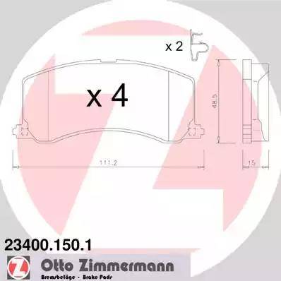 Zimmermann 23400.150.1 - Комплект спирачно феродо, дискови спирачки vvparts.bg