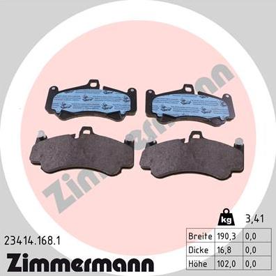 Zimmermann 23414.168.1 - Комплект спирачно феродо, дискови спирачки vvparts.bg