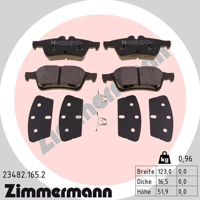 Zimmermann 23482.165.2 - Комплект спирачно феродо, дискови спирачки vvparts.bg