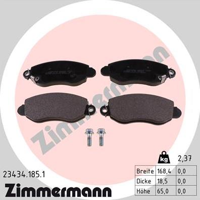 Zimmermann 23434.185.1 - Комплект спирачно феродо, дискови спирачки vvparts.bg