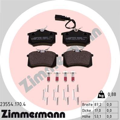 Zimmermann 23554.170.4 - Комплект спирачно феродо, дискови спирачки vvparts.bg