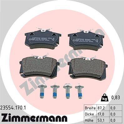 Zimmermann 23554.170.1 - Комплект спирачно феродо, дискови спирачки vvparts.bg